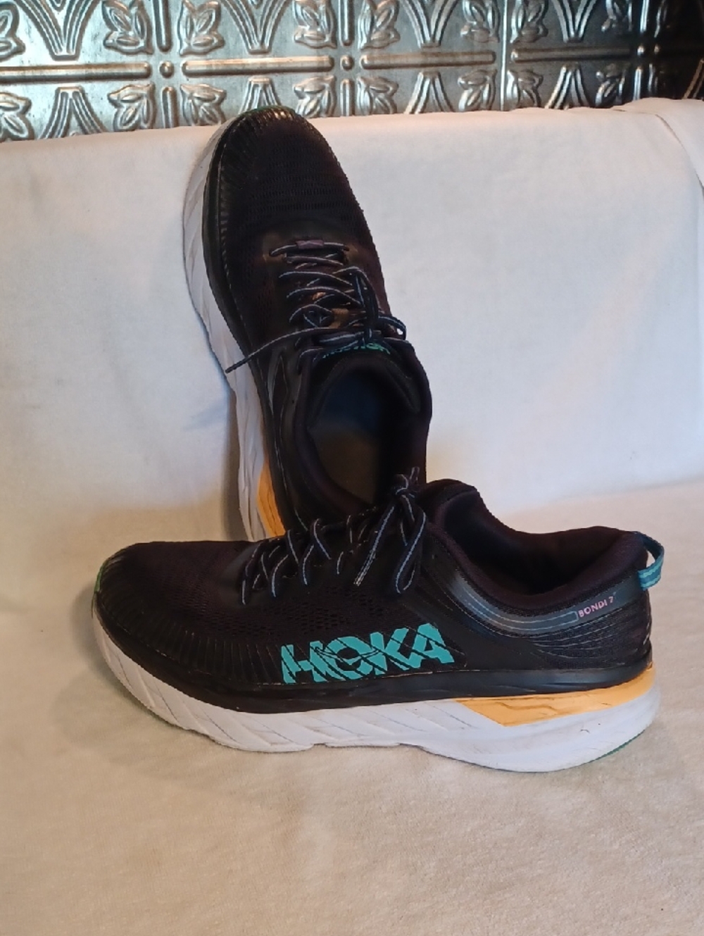 Hoka Men's Black Teal Athletic Running Shoes Size 13
